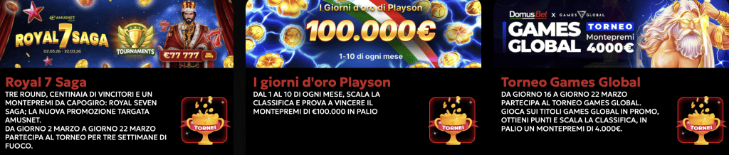 DomusBet Casino Promozioni Tornei