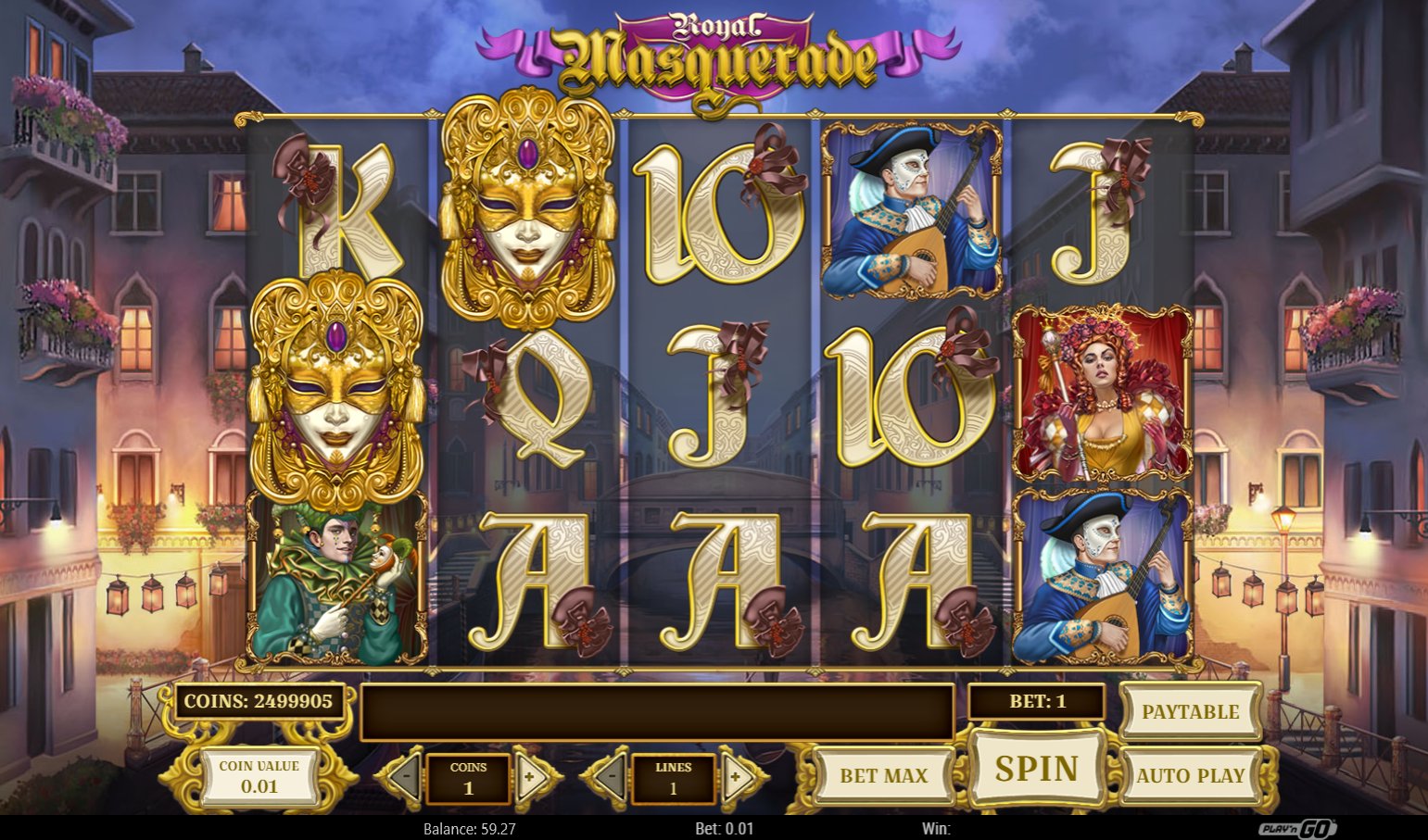 royal masquerade slot 1 centesimo