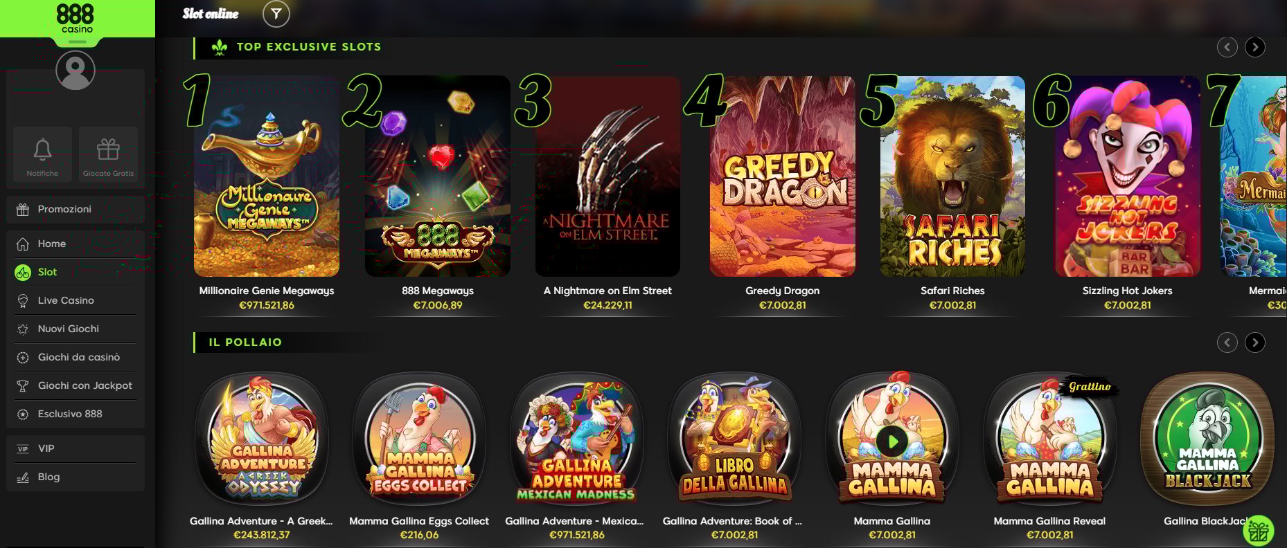 888 casino giochi slot