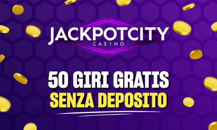 Il bonus senza deposito di JackpotCity Ã¨ di 50 Giri Gratis.