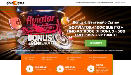 gioco digitale bonus benvenuto