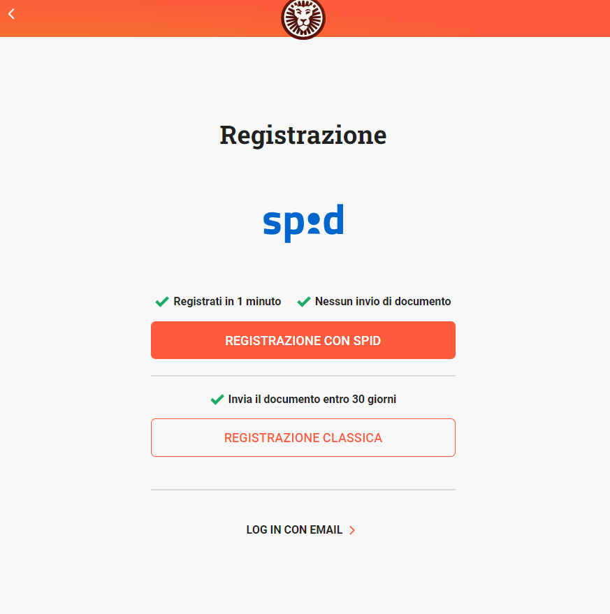 screenshot iscrizione spid leovegas