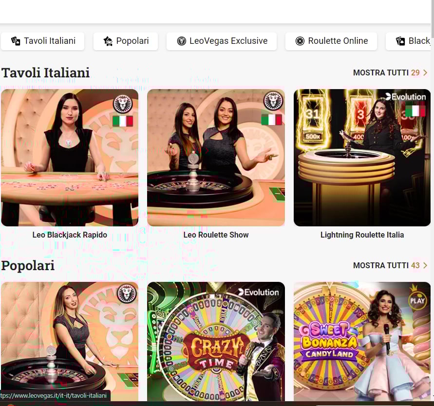 giochi live Leovegas