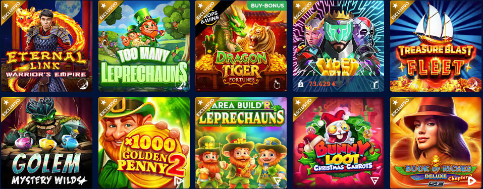 Schermata delle slot machine disponibili su Admiralbet Casino